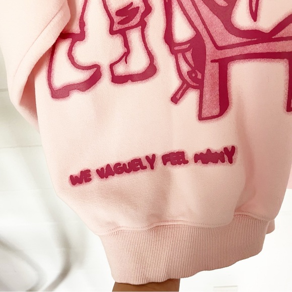 Like New! Aelfric Eden Cartoon Line Character Print Pink Hoodie Size Medium - Picture 5 of 13